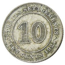 Монета 10 центов 1927 года Стрейтс Сетлментс (аверс)