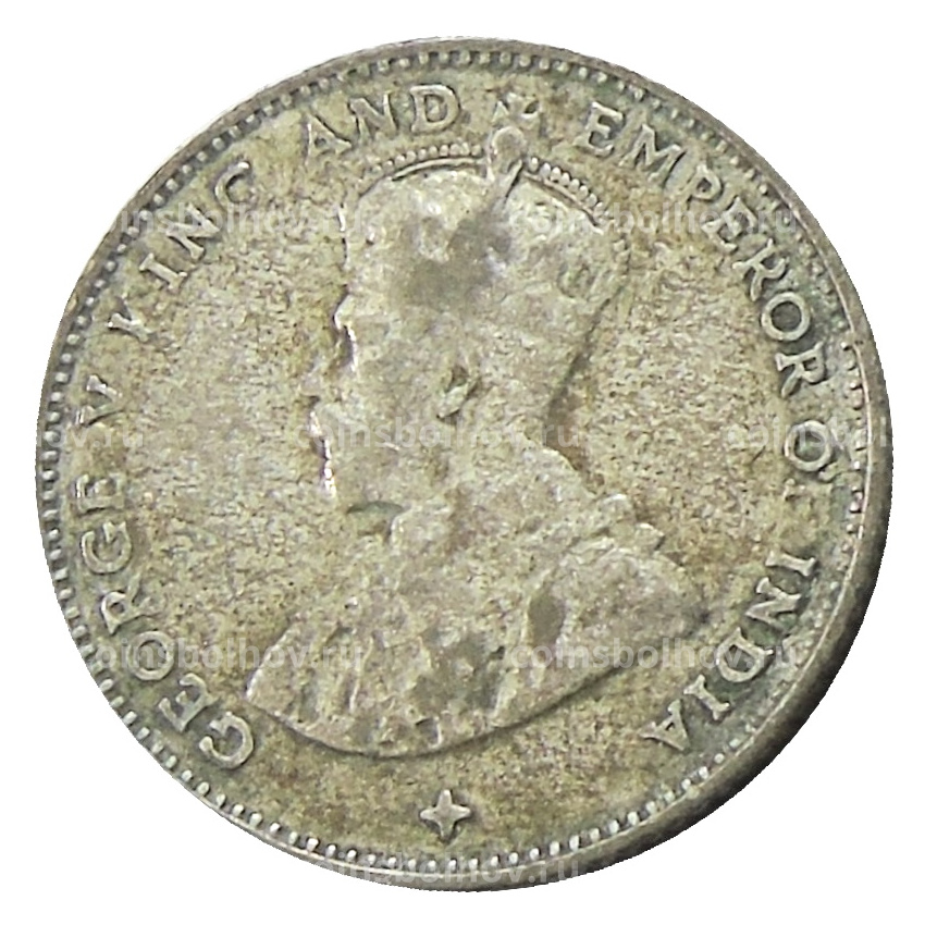 Монета 10 центов 1918 года Стрейтс Сетлментс (вид 2)