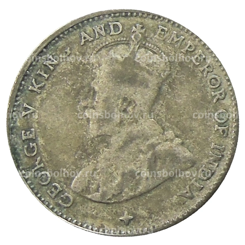 Монета 10 центов 1919 года Стрейтс Сетлментс (вид 2)