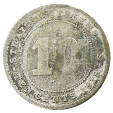 Монета 10 центов 1919 года Стрейтс Сетлментс (аверс)