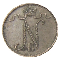 Монета 1 пенни 1909 года Русская Финляндия (реверс)