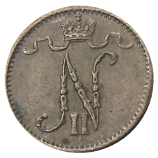 Монета 1 пенни 1909 года Русская Финляндия (реверс)