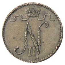 Монета 1 пенни 1911 года Русская Финляндия (реверс)