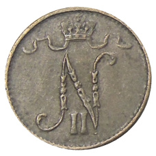 Монета 1 пенни 1911 года Русская Финляндия (реверс)