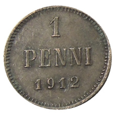 Монета 1 пенни 1912 года Русская Финляндия (аверс)