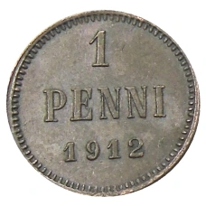 Монета 1 пенни 1912 года Русская Финляндия (аверс)