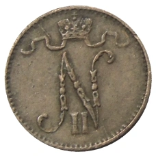 Монета 1 пенни 1916 года Русская Финляндия (реверс)