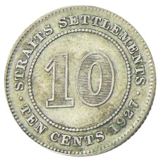 Монета 10 центов 1927 года Стрейтс Сетлментс (аверс)