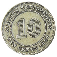 Монета 10 центов 1927 года Стрейтс Сетлментс (аверс)