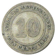 Монета 10 центов 1926 года Стрейтс Сетлментс (аверс)