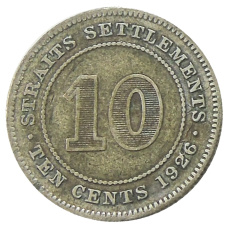 Монета 10 центов 1926 года Стрейтс Сетлментс (аверс)