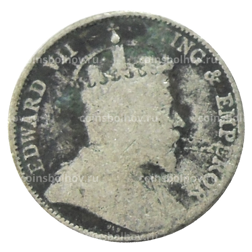 Монета 10 центов 1910 года Стрейтс Сетлментс (вид 2)