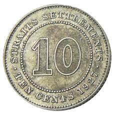 Монета 10 центов 1927 года Стрейтс Сетлментс (аверс)