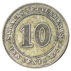 Монета 10 центов 1927 года Стрейтс Сетлментс (аверс)