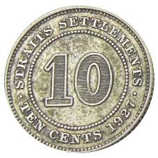Монета 10 центов 1927 года Стрейтс Сетлментс (аверс)
