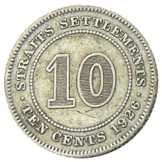 Монета 10 центов 1926 года Стрейтс Сетлментс (аверс)