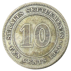 Монета 10 центов 1926 года Стрейтс Сетлментс (аверс)