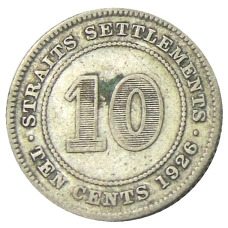 Монета 10 центов 1926 года Стрейтс Сетлментс (аверс)