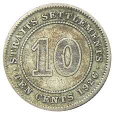 Монета 10 центов 1926 года Стрейтс Сетлментс (аверс)