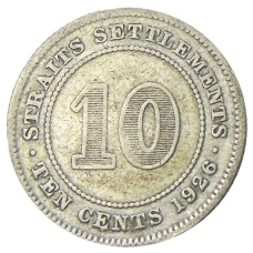 Монета 10 центов 1926 года Стрейтс Сетлментс (аверс)