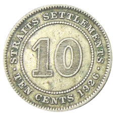 Монета 10 центов 1926 года Стрейтс Сетлментс (аверс)