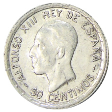 Монета 50 сентимо 1926 года Испания (аверс)
