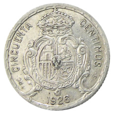 Монета 50 сентимо 1926 года Испания (реверс)