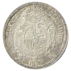 Монета 50 сентимо 1926 года Испания (реверс)