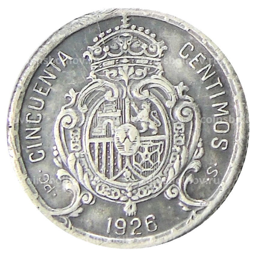 Монета 50 сентимо 1926 года Испания (вид 2)