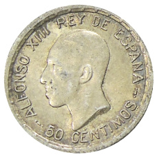 Монета 50 сентимо 1926 года Испания (аверс)
