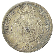 Монета 50 сентимо 1926 года Испания (реверс)