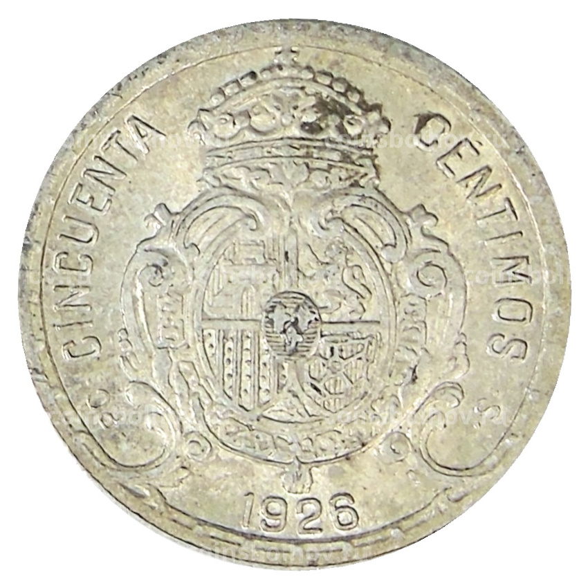 Монета 50 сентимо 1926 года Испания (вид 2)