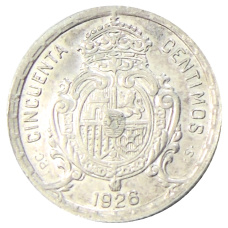 Монета 50 сентимо 1926 года Испания (реверс)