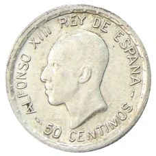 Монета 50 сентимо 1926 года Испания (аверс)