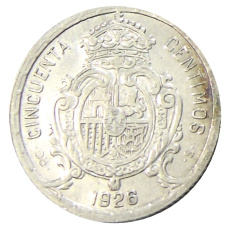 Монета 50 сентимо 1926 года Испания (реверс)
