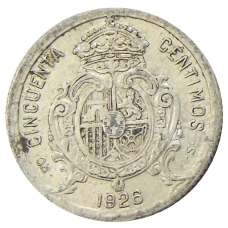 Монета 50 сентимо 1926 года Испания (реверс)