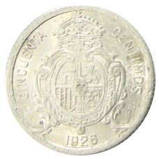 Монета 50 сентимо 1926 года Испания (реверс)