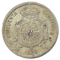 Монета 50 сентимо 1926 года Испания (реверс)