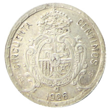 Монета 50 сентимо 1926 года Испания (реверс)