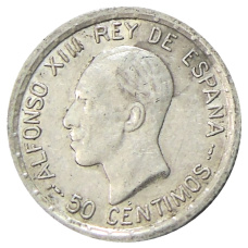 Монета 50 сентимо 1926 года Испания (аверс)