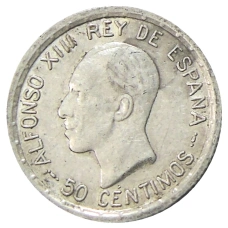 Монета 50 сентимо 1926 года Испания (аверс)