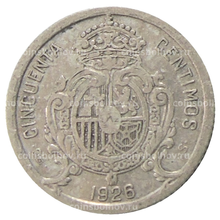 Монета 50 сентимо 1926 года Испания (вид 2)