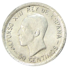 Монета 50 сентимо 1926 года Испания (аверс)