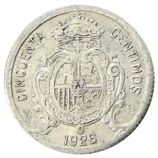 Монета 50 сентимо 1926 года Испания (реверс)
