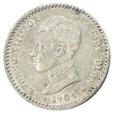 Монета 50 сентимо 1904 года Испания (аверс)