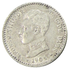 Монета 50 сентимо 1904 года Испания (аверс)