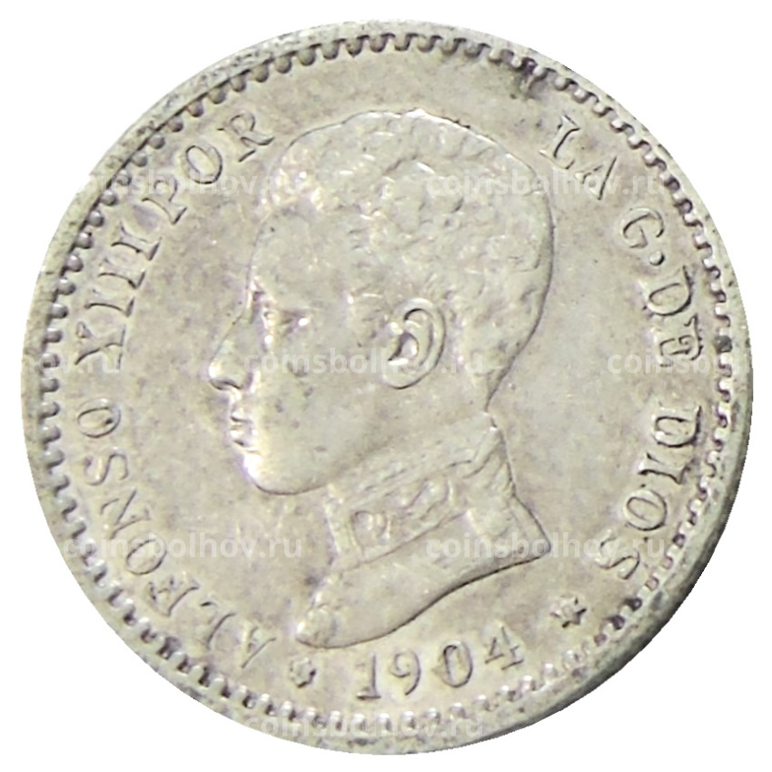 Монета 50 сентимо 1904 года Испания