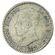 Монета 50 сентимо 1904 года Испания (аверс)