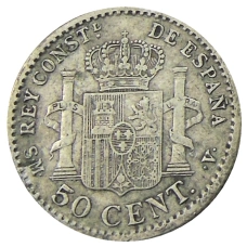 Монета 50 сентимо 1904 года Испания (реверс)