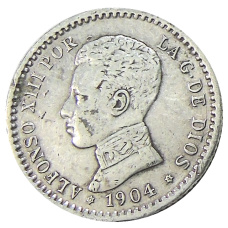 Монета 50 сентимо 1904 года Испания (аверс)